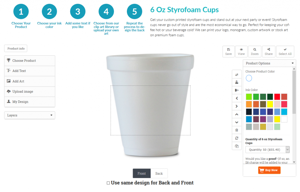 Personalized Styrofoam Cups {with Two Ink Colors)