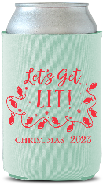 Let's Get Lit Personalized Christmas 16oz Beer Can Glass